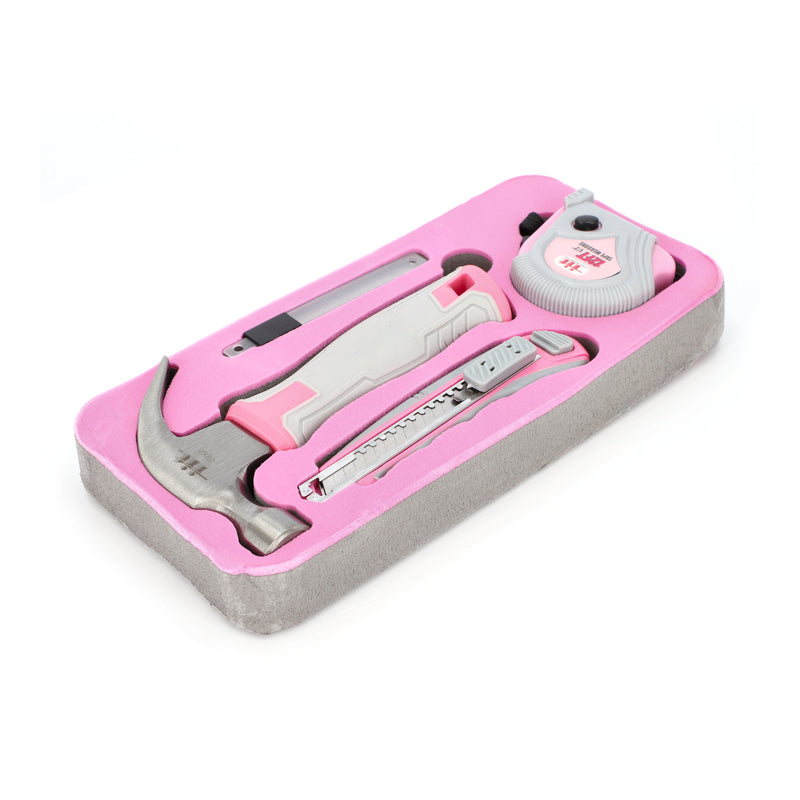 IIT 9PC LADIES TOOL SET IN FOAM TRAY HAMMER-KNIFE-TAPE MEASURE