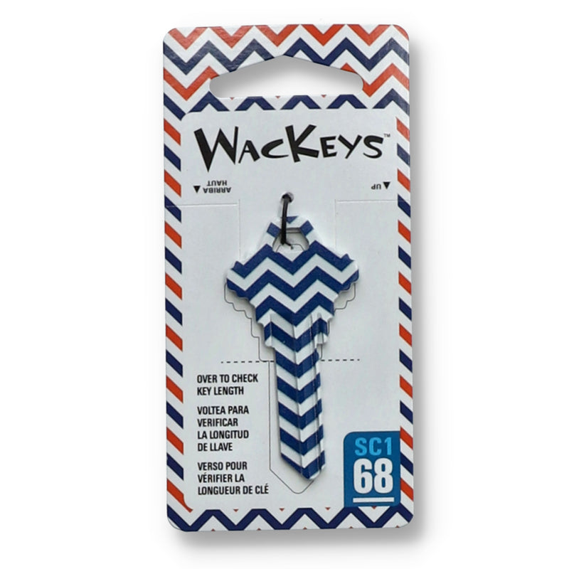WACKEY ORANGE & BLUE CHEVRONS SC1-68 KEY BLANK