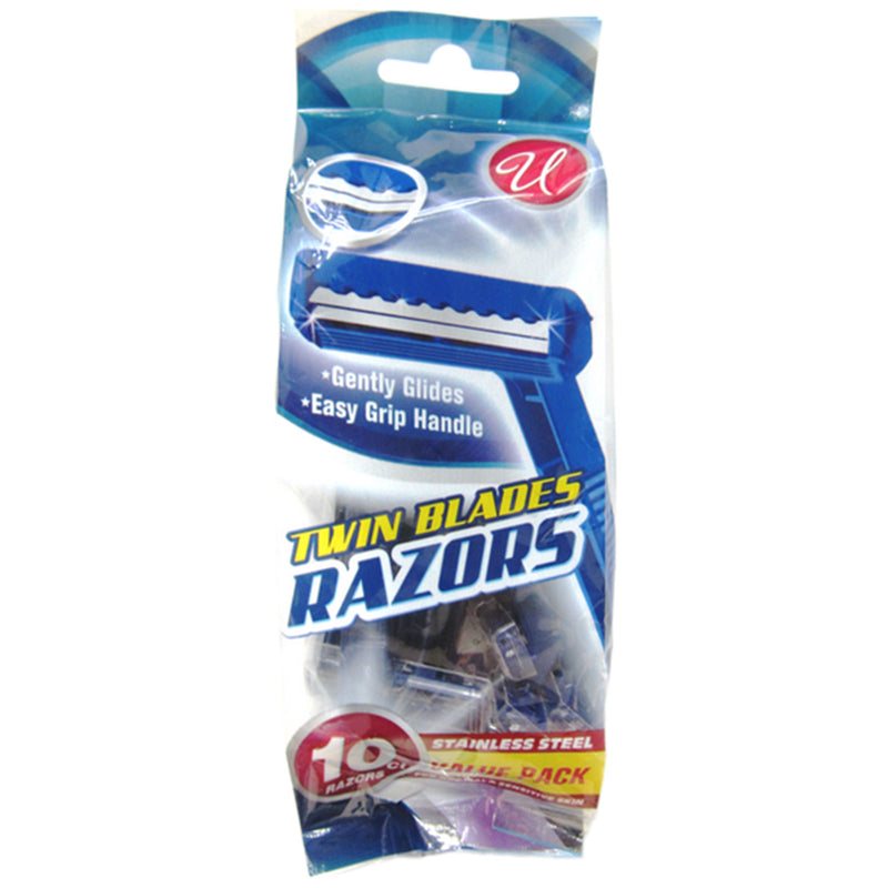 10pk MENS TWIN BLADE RAZOR BLUE