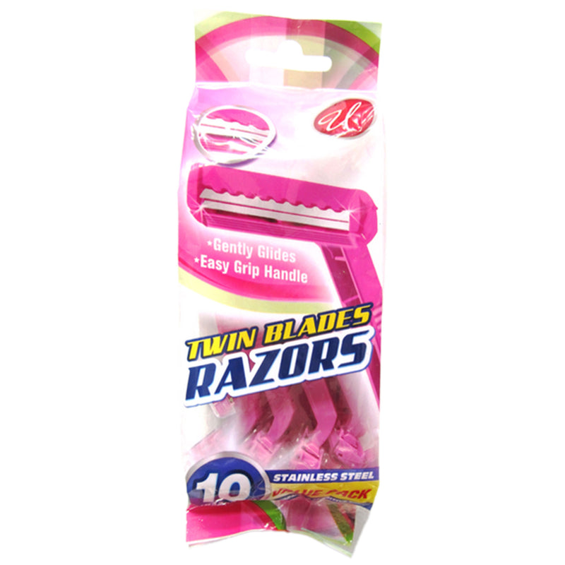 10pk WOMENS TWIN BLADE RAZOR PINK
