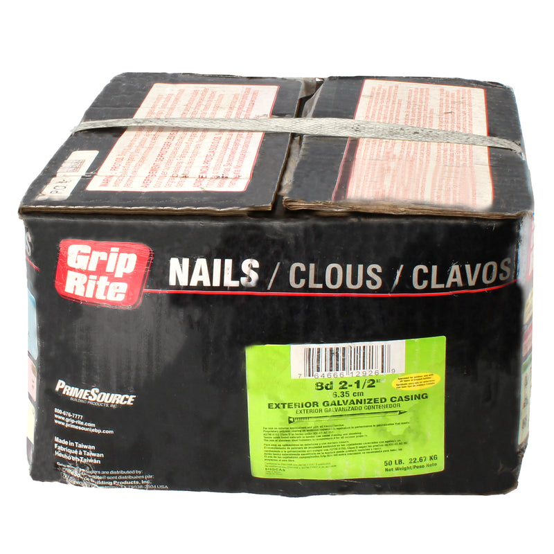 GRIP-RITE 50LB CASING NAILS 8Dx2-1/2'' EXTERIOR GALVANIZED