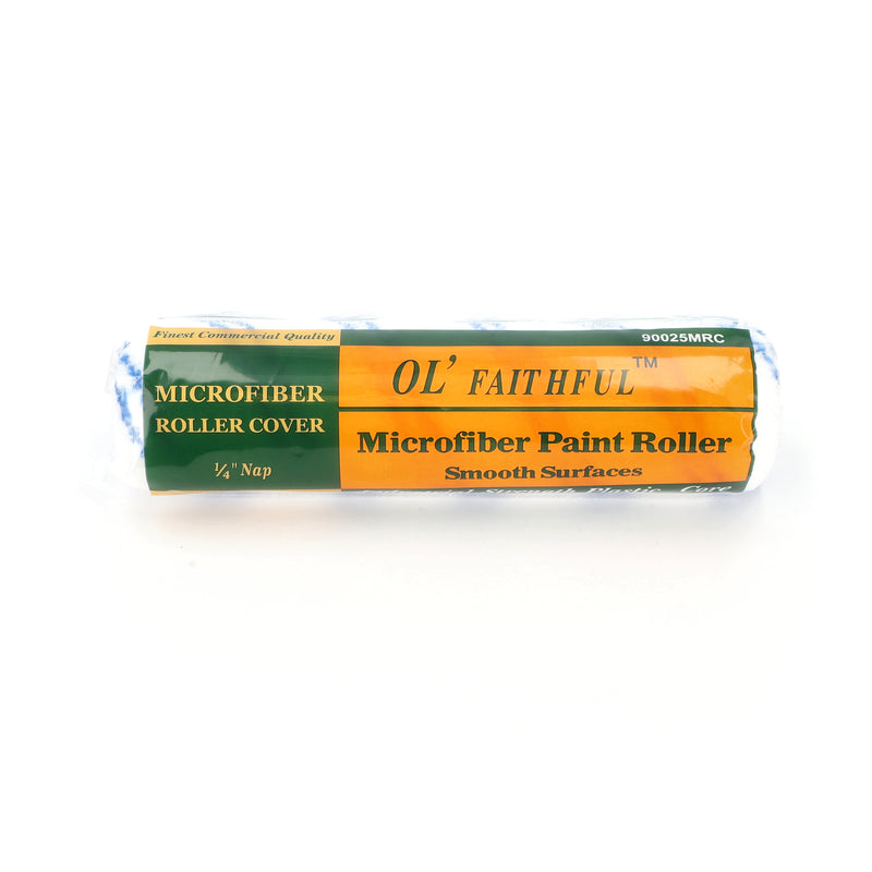 9'' MICROFIBER ROLLER COVER 1/4'' NAP WHITE WITH BLUE STRIPE