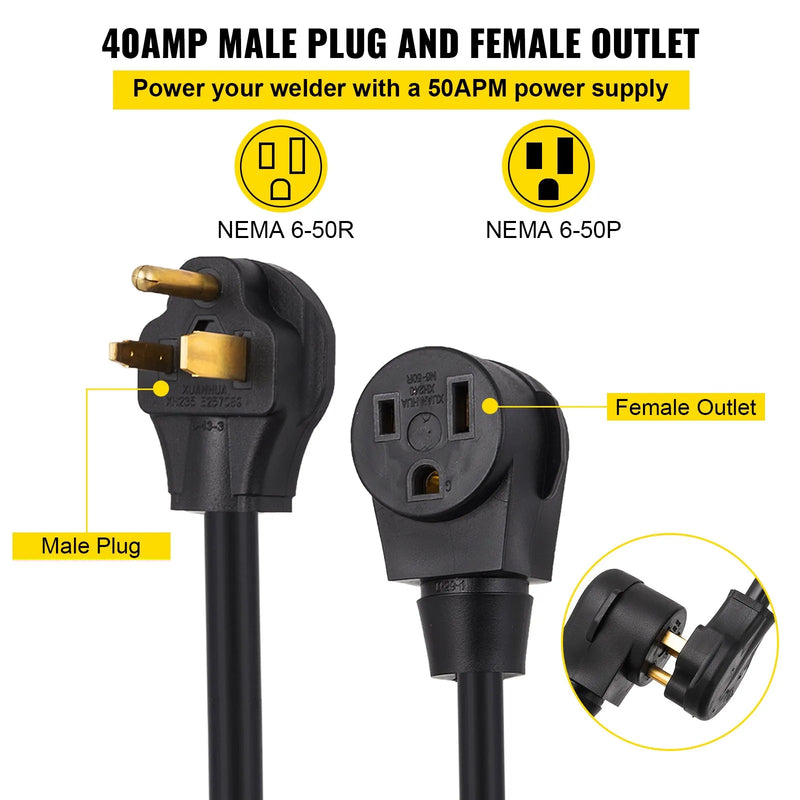 VEVOR 50' 40A 8/3 250V EXTENSION CORD WITH NEMA 6-50 ENDS