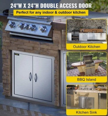 VEVOR 24x24'' STAINLESS OUTDOOR BBQ GRILL DOOR w/MAGNETIC LATCH