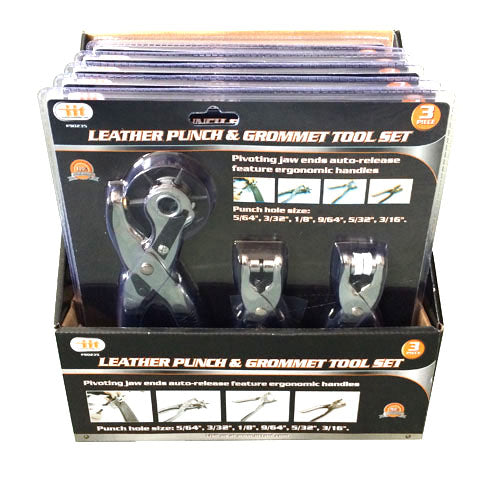 IIT 3pc LEATHER PUNCH & GROMMET TOOL SET