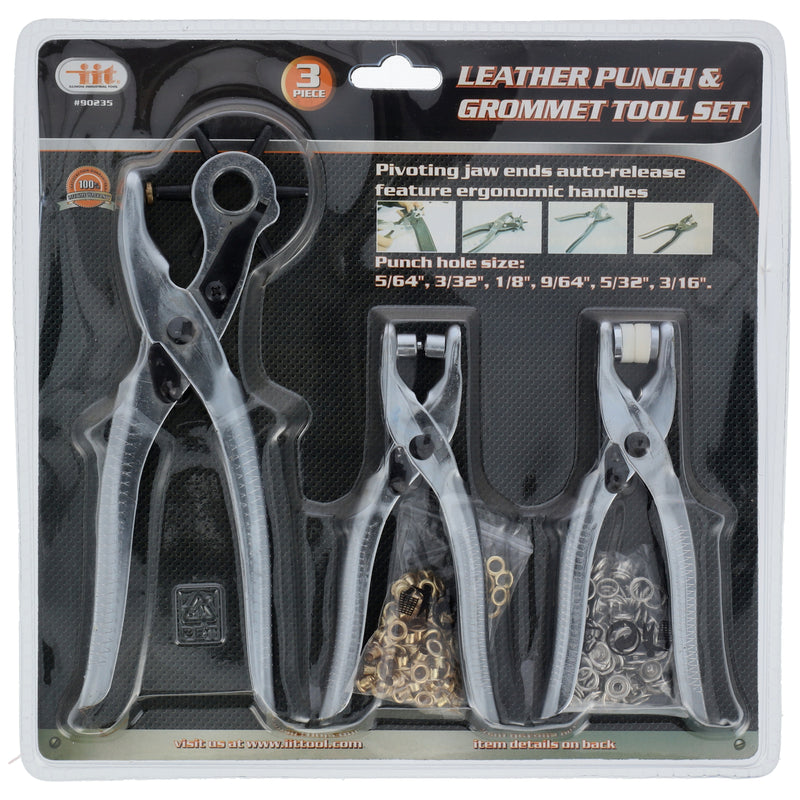 IIT 3pc LEATHER PUNCH & GROMMET TOOL SET