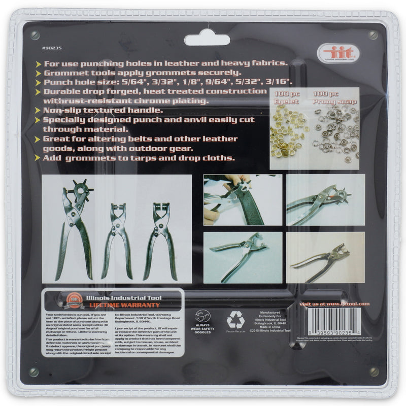 IIT 3pc LEATHER PUNCH & GROMMET TOOL SET