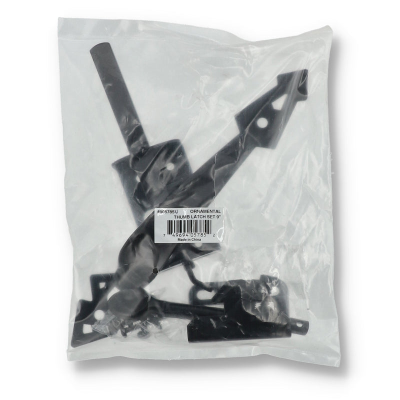 9'' ORNAMENTAL THUMB LATCH SET BLACK