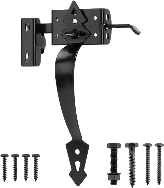 9'' ORNAMENTAL THUMB LATCH SET BLACK