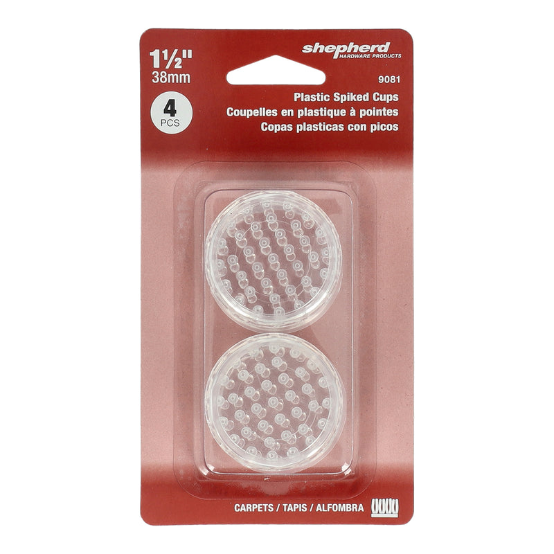 SHEPHERD 4PC 1-1/2'' PLASTIC SPIKED CUPS CLEAR