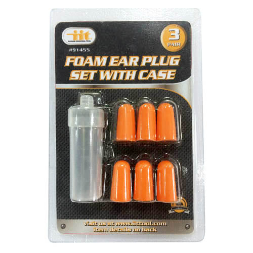 IIT 3 PAIR FOAM EAR PLUG SET WITH PVC STORAGE CASE