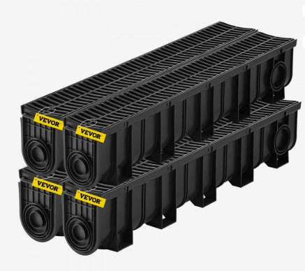 VEVOR 4PK 5.9 X 7.5'' PLASTIC TRENCH DRAIN SYSTEM