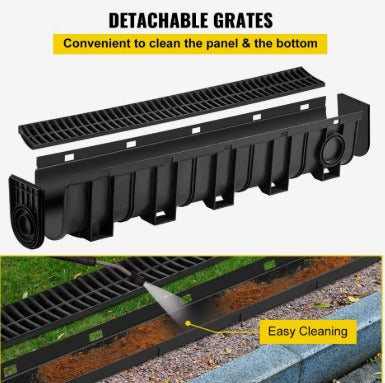 VEVOR 4PK 5.9 X 7.5'' PLASTIC TRENCH DRAIN SYSTEM