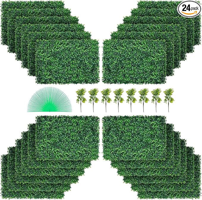 VEVOR 24pc ARTIFICIAL BOXWOOD GRASS HEDGE WALL PANELS 24x16"