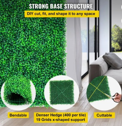 VEVOR 24pc ARTIFICIAL BOXWOOD GRASS HEDGE WALL PANELS 24x16"
