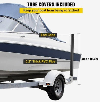 VEVOR 2PC 40'' ADJUSTABLE BOAT TRAILER GUIDE POLE KIT WITH STAINLESS HARDWARE & PVC PIPES