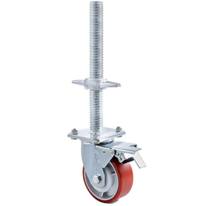 VEVOR 4PC 8'' STEM SWIVEL CASTER SET WITH BRAKE 2'' WIDE PU WHEELS