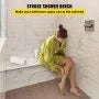 VEVOR TILE SHOWER BENCH SEAT 47.2x16x20'' 440LB CAPACITY