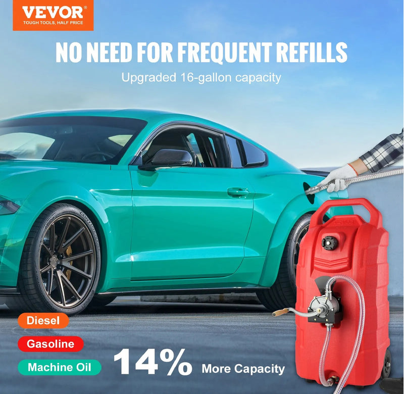VEVOR 35 GALLON FUEL CADDY WITH TRANSFER PUMP & WHEELS
