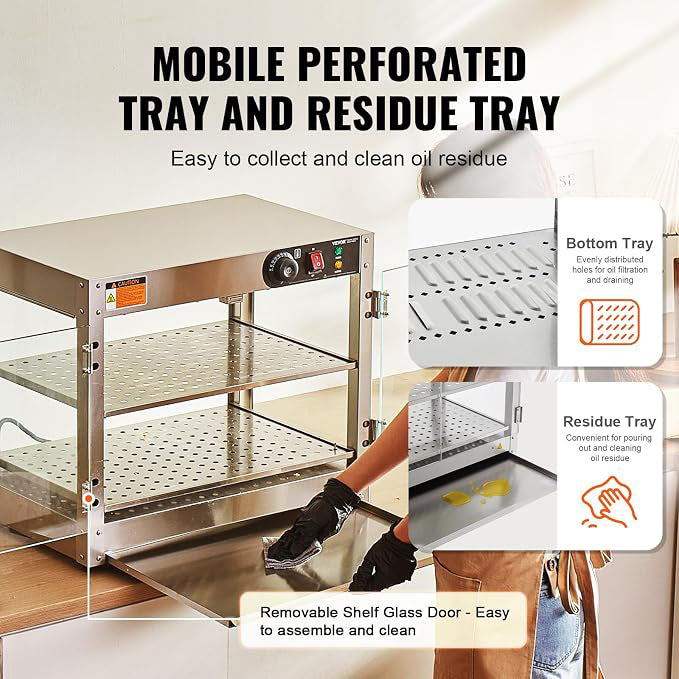 VEVOR 2 TIER COMMERCIAL FOOD WARMER DISPLAY 800W