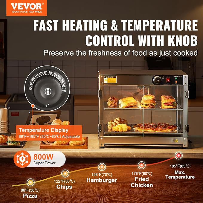 VEVOR 2 TIER COMMERCIAL FOOD WARMER DISPLAY 800W