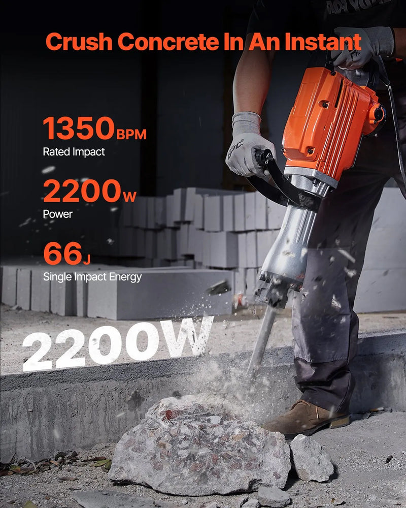 VEVOR 3500W CORDED DEMOLITION JACK HAMMER WITH CASE