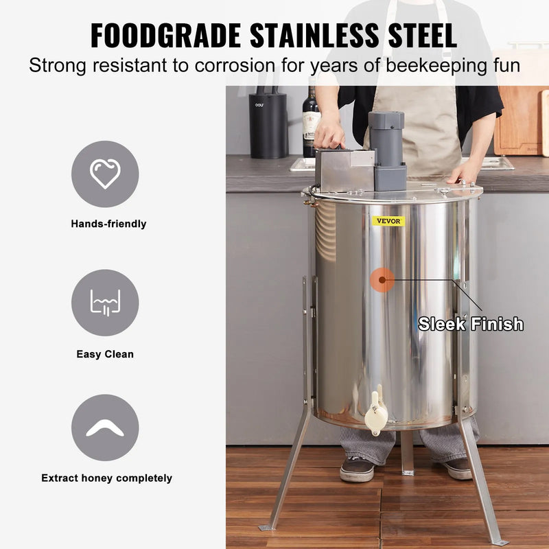 VEVOR 4/8 FRAME STAINLESS HONEY SPINNER EXTRACTOR WITH STAND