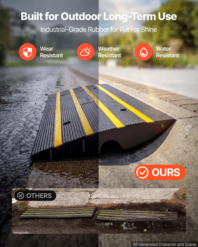 USE #ZXDBLYPDGB2483D -VEVOR 2pk 2.6" RISE RUBBER DRIVEWAY RAMPS 33069 lbs Load Cap, 2" Rise Height Heavy Duty Rubber
