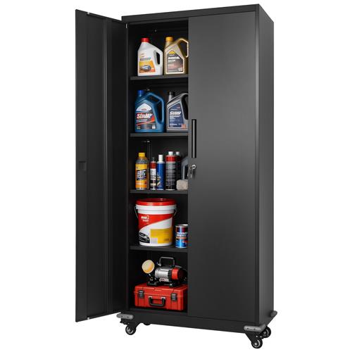VEVOR 72'' ROLLING METAL STORAGE CABINET w/4 ADJUSTABLE SHELVES