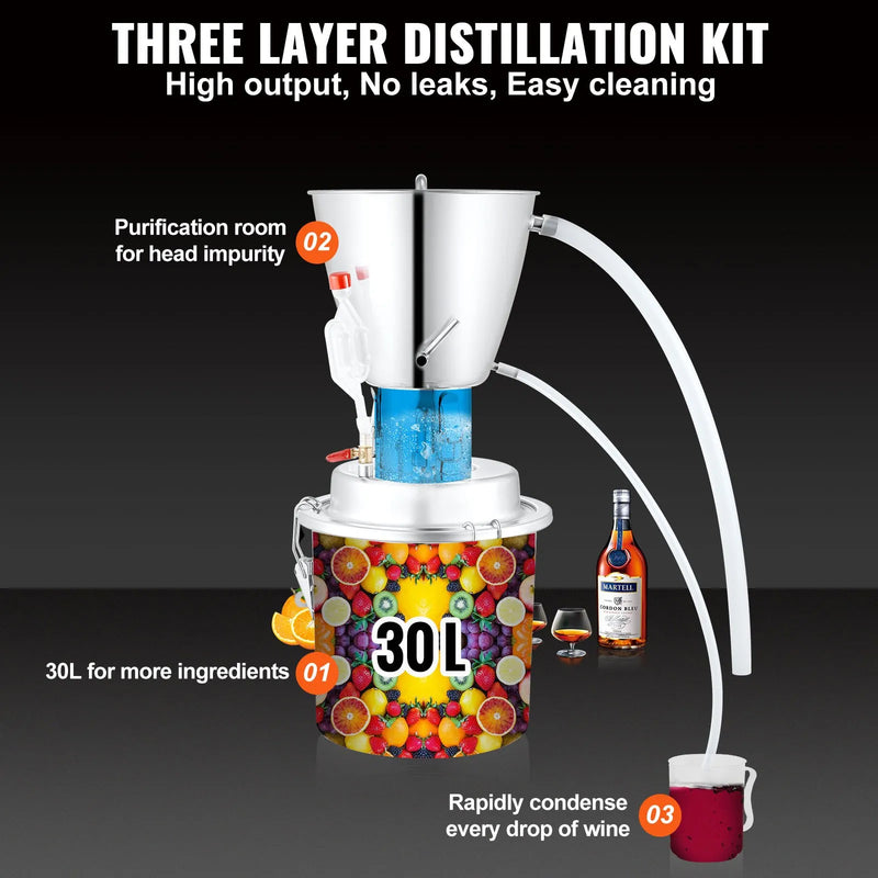 VEVOR 8 GALLON STAINLESS ALCOHOL STILL HOME BREWING & DISTILLATION KIT