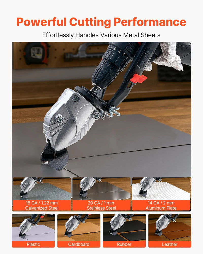 VEVOR METAL SHEAR-CUTTER DRILL ATTACHMENT 360Â° PIVOTING HEAD