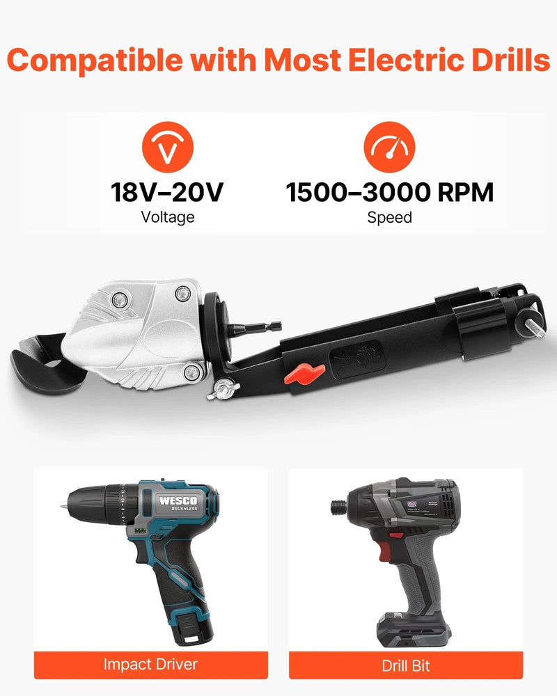 VEVOR METAL SHEAR-CUTTER DRILL ATTACHMENT 360Â° PIVOTING HEAD