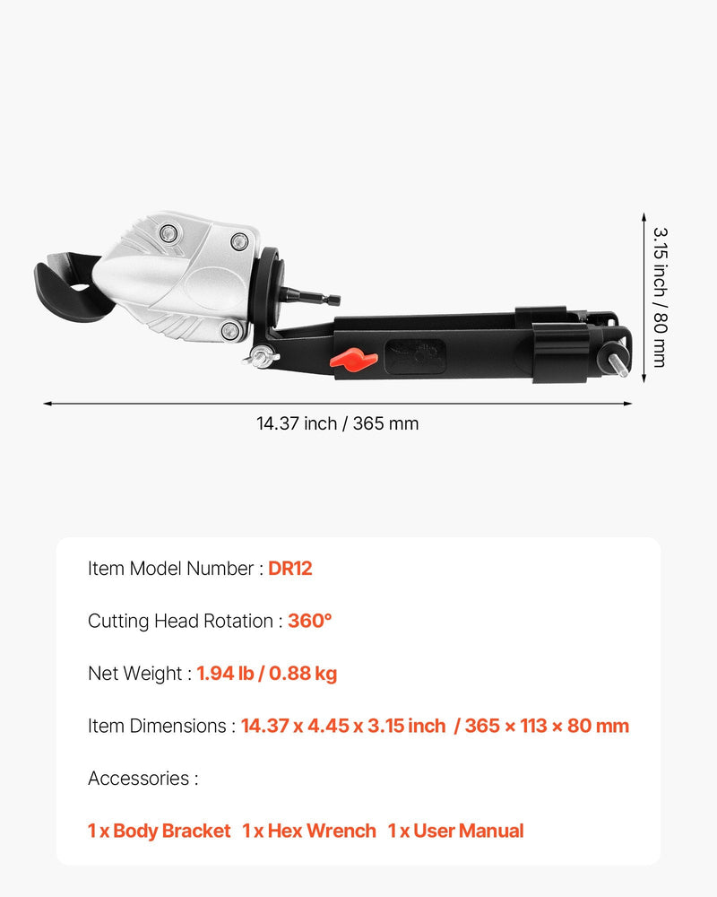 VEVOR METAL SHEAR-CUTTER DRILL ATTACHMENT 360Â° PIVOTING HEAD