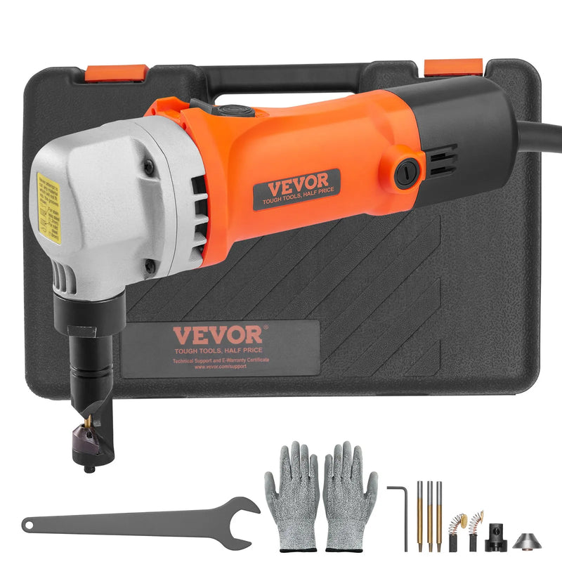 VEVOR 360° SHEET METAL NIBBLER 550W 2200 RPM IN BLOW MOLD CASE Double Head Sheet Metal Nibbler Cutter, 360 Degree Metal Nibbler Drill Attachment