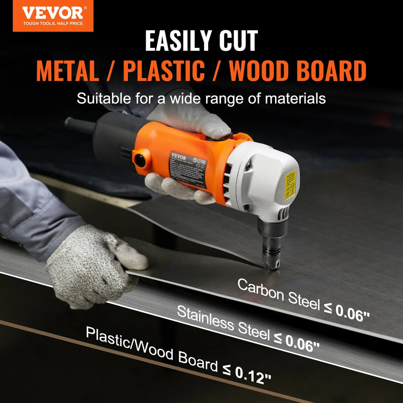 VEVOR 360° SHEET METAL NIBBLER 550W 2200 RPM IN BLOW MOLD CASE Double Head Sheet Metal Nibbler Cutter, 360 Degree Metal Nibbler Drill Attachment