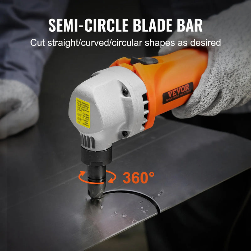 VEVOR 360° SHEET METAL NIBBLER 550W 2200 RPM IN BLOW MOLD CASE Double Head Sheet Metal Nibbler Cutter, 360 Degree Metal Nibbler Drill Attachment
