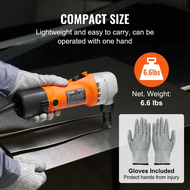 VEVOR 360° SHEET METAL NIBBLER 550W 2200 RPM IN BLOW MOLD CASE Double Head Sheet Metal Nibbler Cutter, 360 Degree Metal Nibbler Drill Attachment