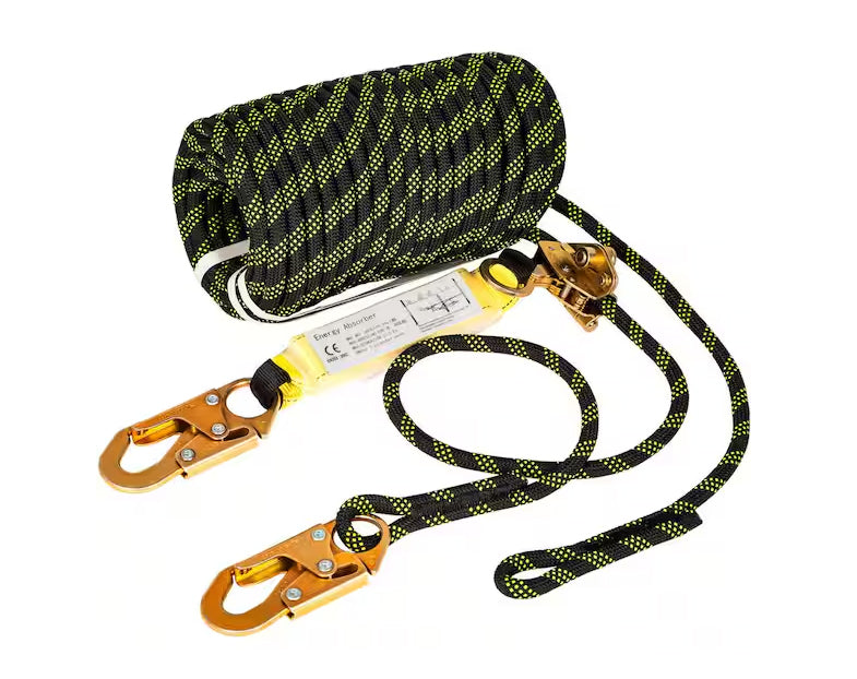 VEVOR 50' VERTICAL LIFELINE ASSEMBLEY FALL PRORECTION ROPE -Vertical Lifeline Assembly, 50 ft Fall Protection Rope, Polyester Roofing Rope, CE Compliant