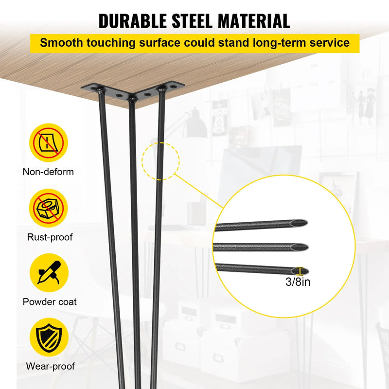 VEVOR 2PK 16'' HAIRPIN STEEL FURNITURE TABLE LEGS
