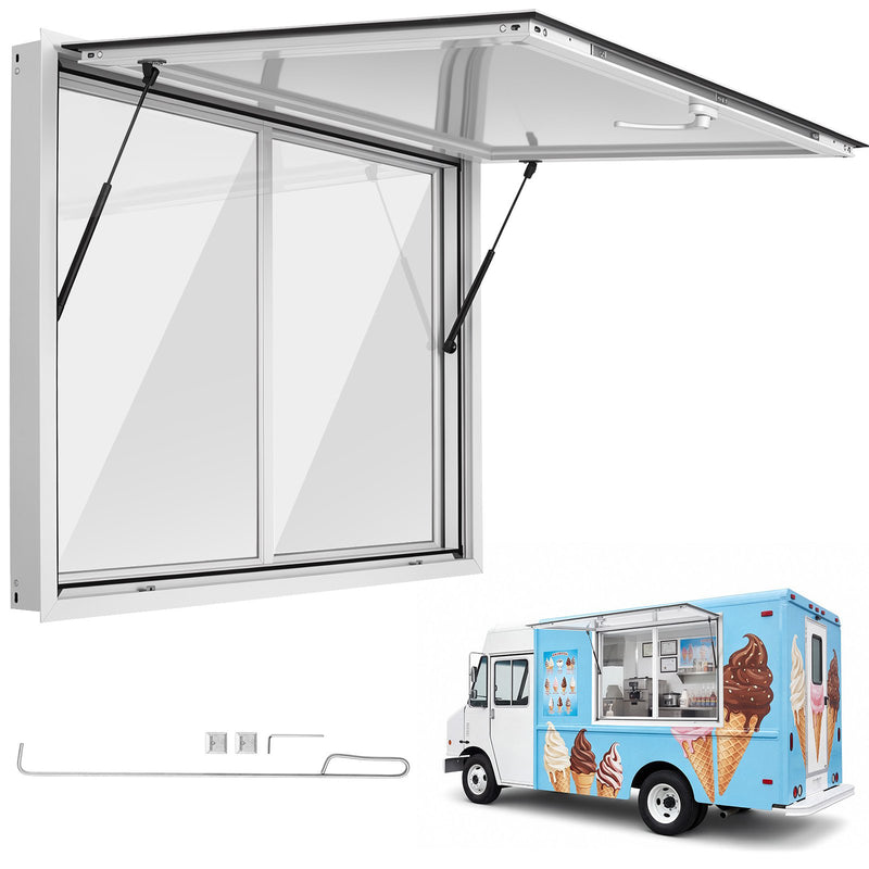 VEVOR 48X36" ALLOY FOOD TRUCK SALES WINDOW w/2 SLIDING ACRYLLIC WINDOWS