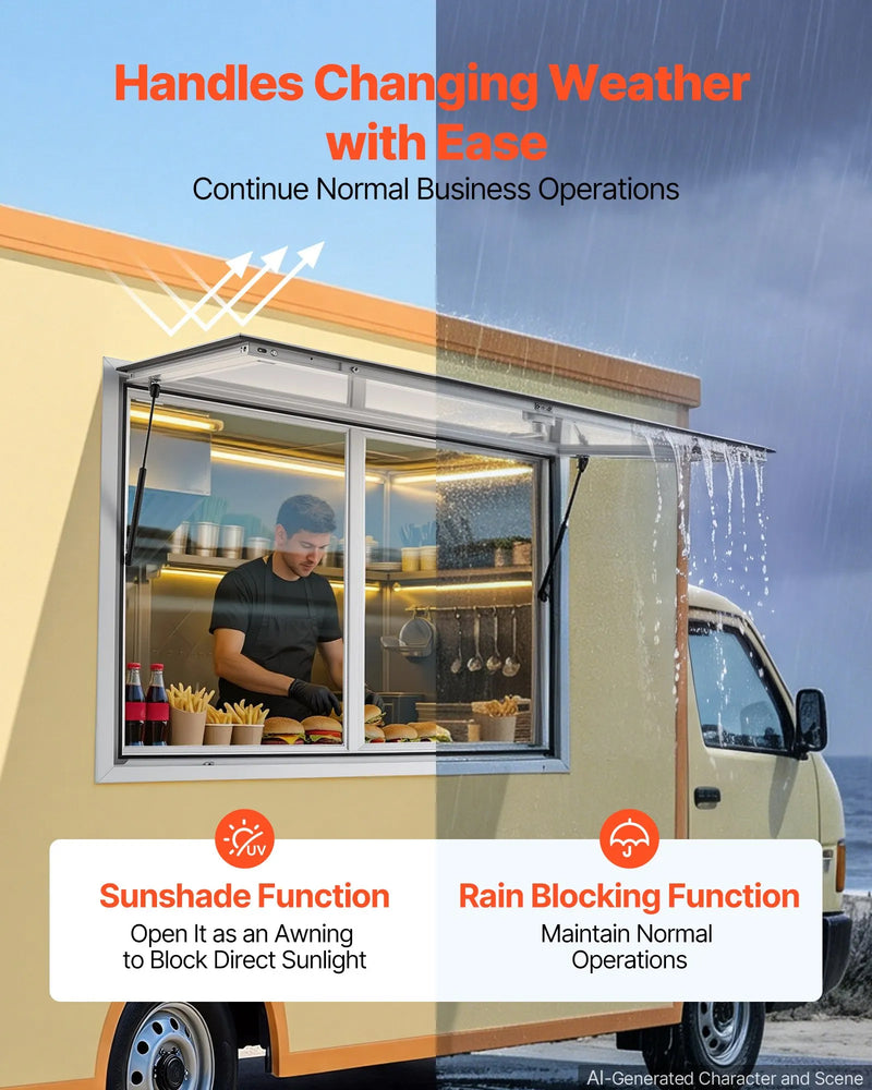 VEVOR 48X36" ALLOY FOOD TRUCK SALES WINDOW w/2 SLIDING ACRYLLIC WINDOWS