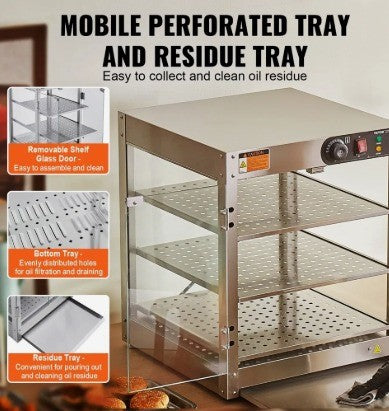 VEVOR 800W 3 TIER FOOD WARMER DISPLAY WITH LIGHT & TEMP CONTROL