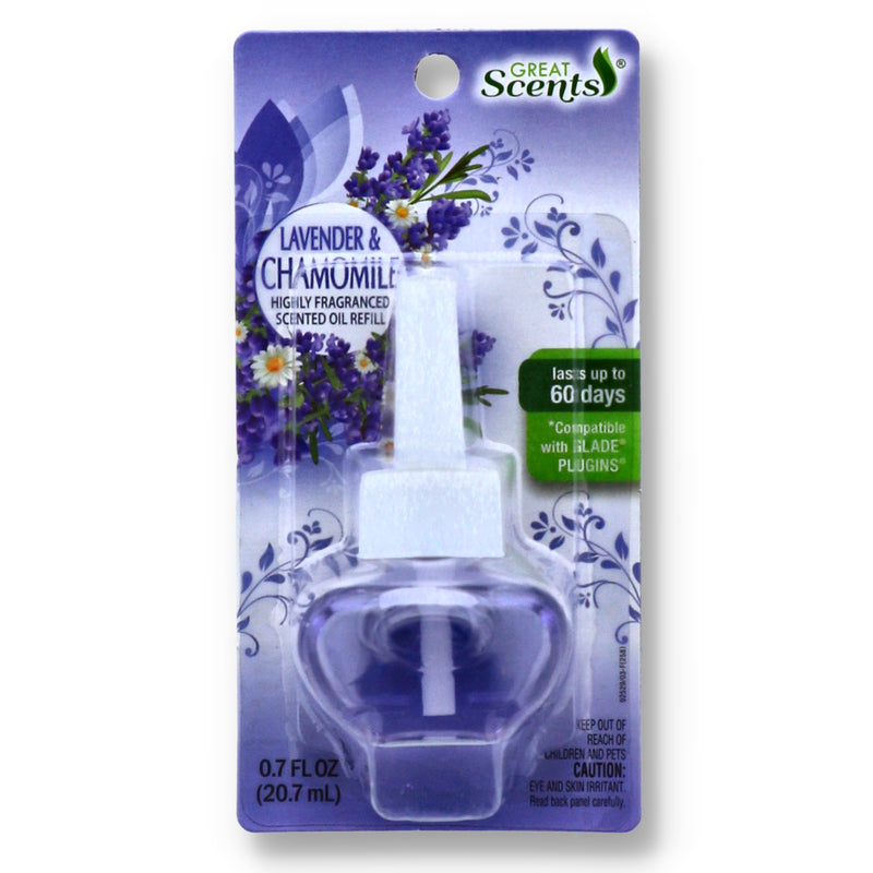 GREAT SCENTS PLUG IN AIR FRESHENER SCENTED OIL LAVENDER & CHAMOMILE