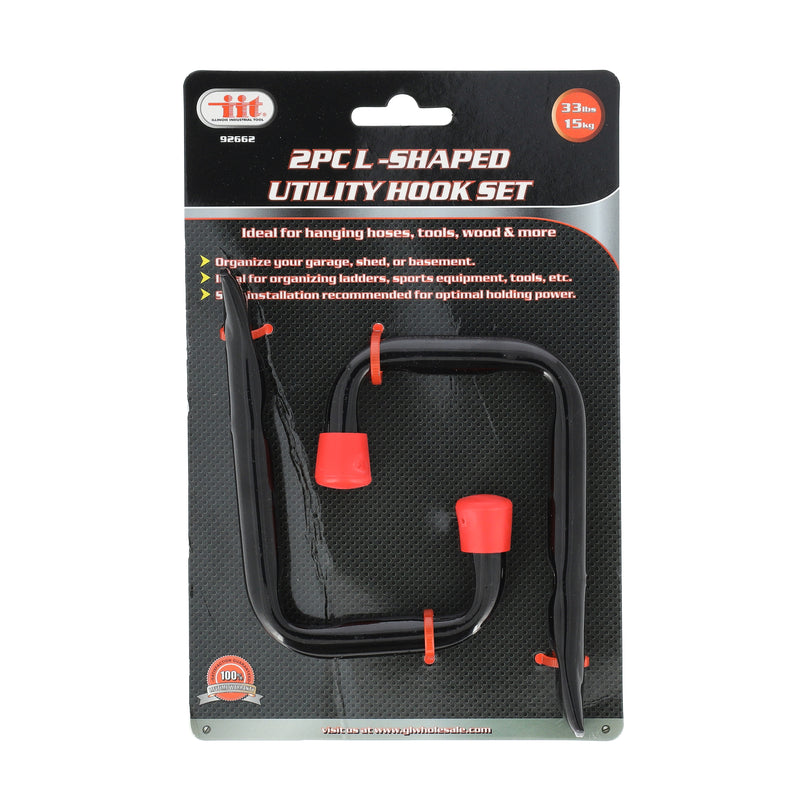 IIT 2pc L SHAPED UTILITY HOOK SET 4.5x3'' 33lb CAPACITY