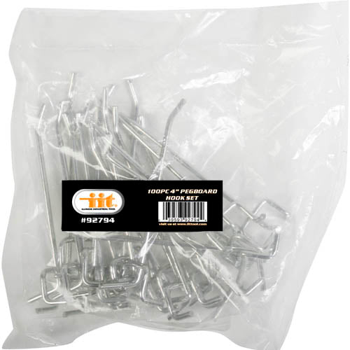 IIT 4'' PEG BOARD HOOK 100pc BAG