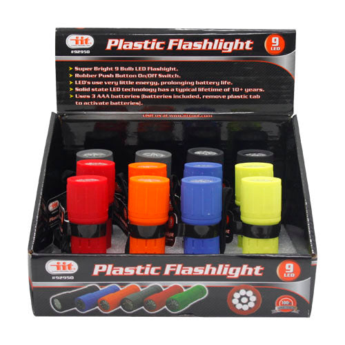 IIT 9 LED PLASTIC FLASHLIGHT WITH BATTERIES