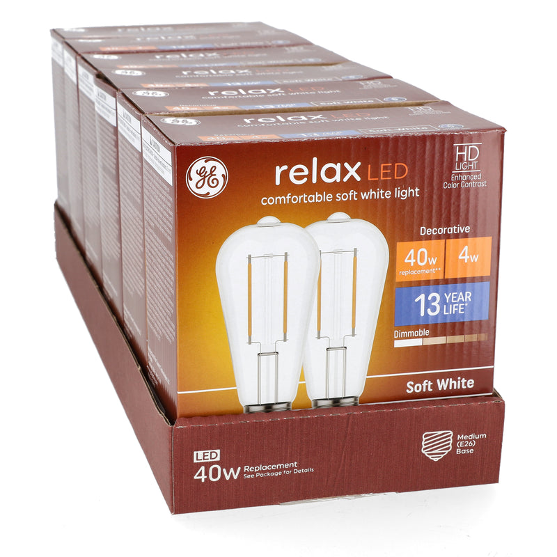 GE RELAX 2PK 4=40W LED ST19 BULBS DIMMABLE SOFT WHITE