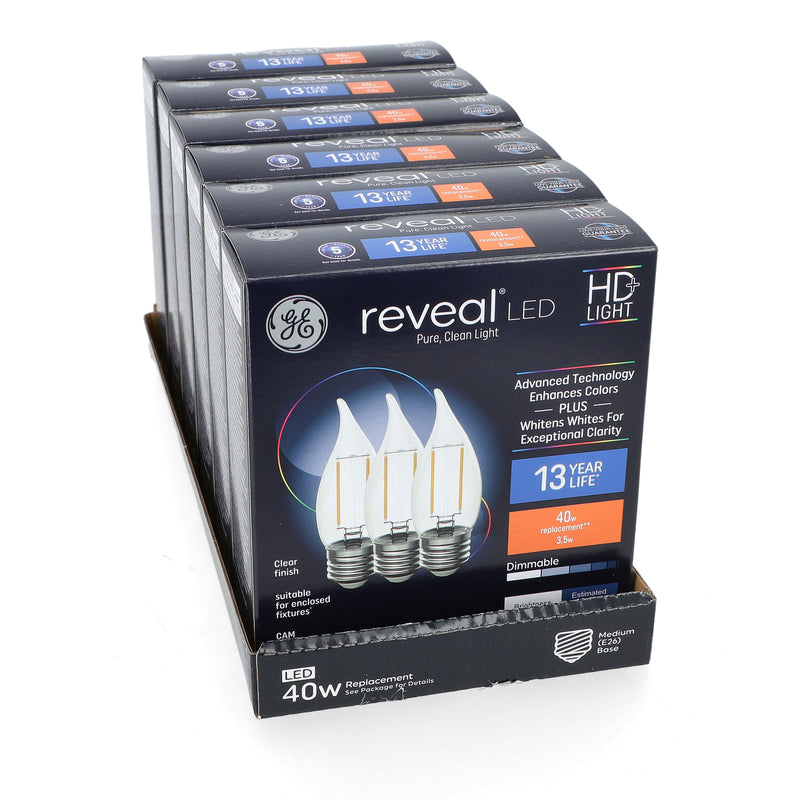 GE REVEAL 3PK 3.5=40W B11 LED BULBS E26 MEDIUM BASE