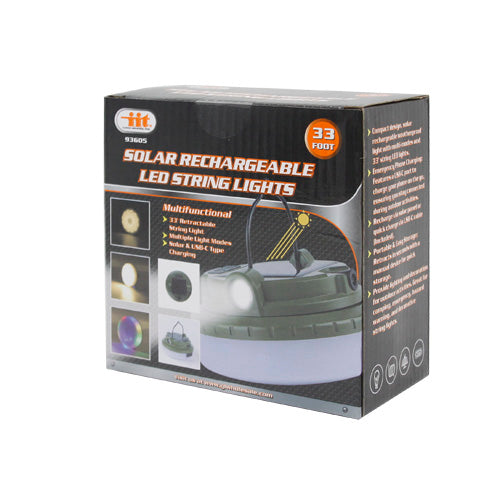 IIT 33' SOLAR RECHARGEABLE LED STRING LIGHTS