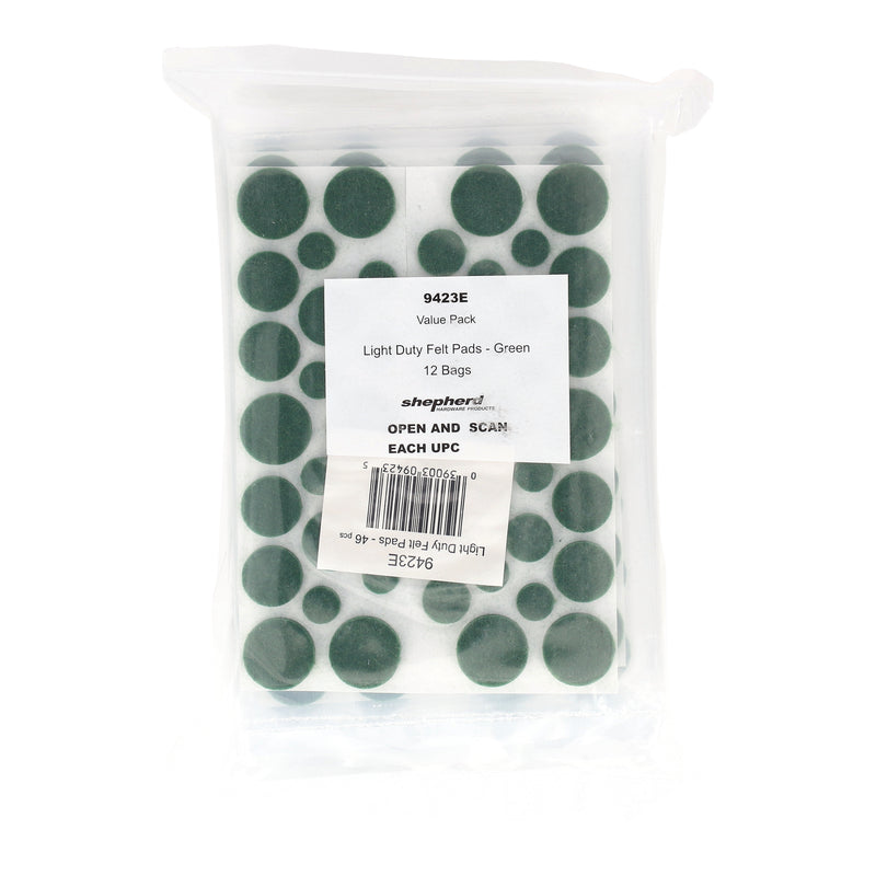 SHEPHERD 46P FELT PAD VALUE PACK ASSORTED SIZES GREEN